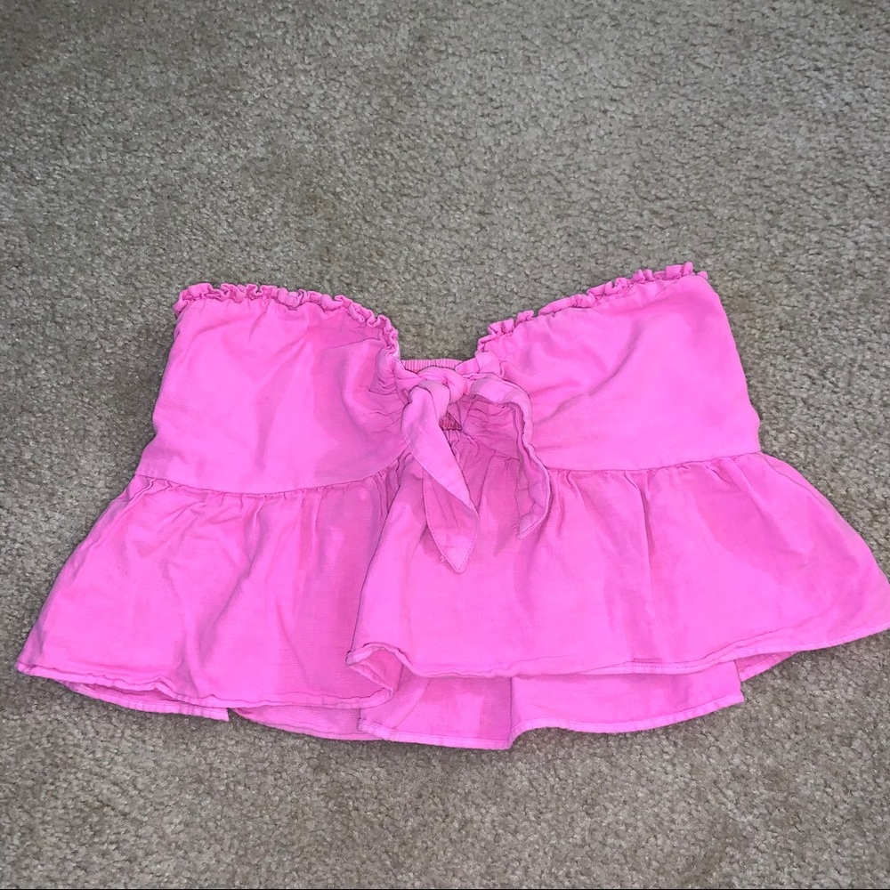 American Eagle Strapless Hot Pink Crop-top